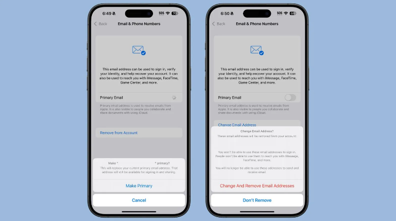 禹会苹果手机维修分享苹果 iOS 18.1 支持设置“主要”邮箱地址并更改 iCloud 邮箱 
