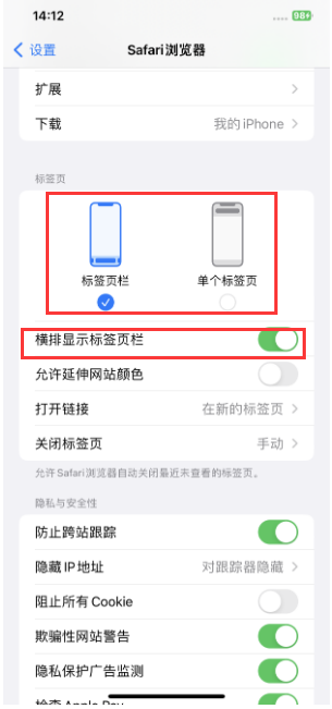 禹会苹果手机维修分享Safari浏览器如何切换标签栏位置 