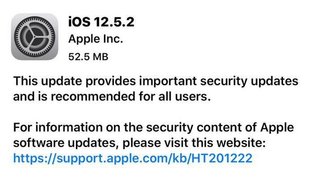 禹会苹果手机维修分享iOS12.5.2发布，建议所有老苹果用户安装 